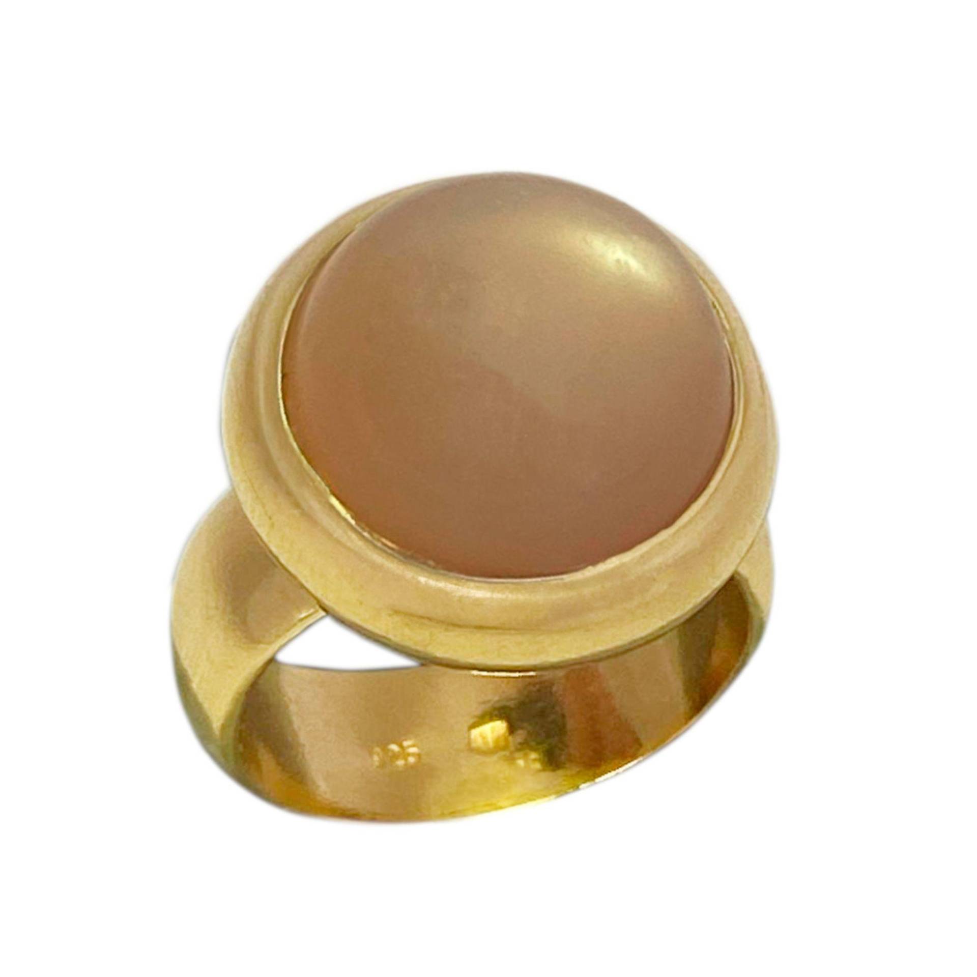 Sterling Silber Ring, Mit 18 Kt. Gold Veredelt "pfirsich Mondstein" Damen Pfirsich 54 von Steinkult
