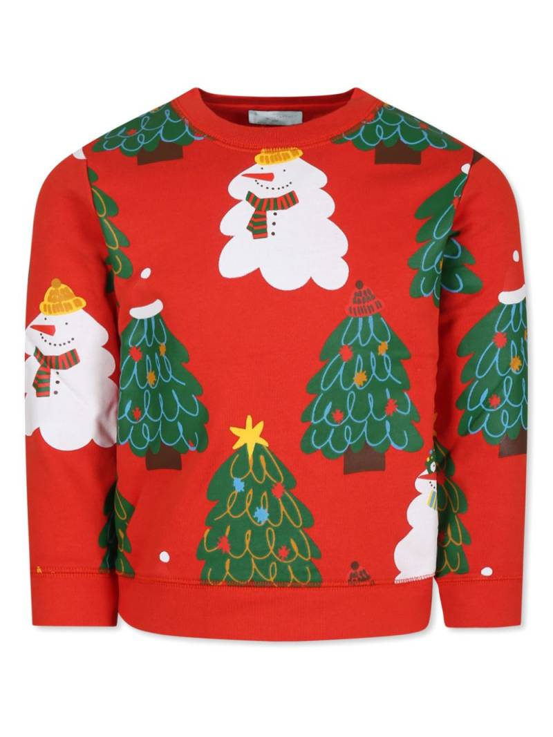 Stella McCartney Kids Christmas-print organic-cotton sweatshirt - Red von Stella McCartney Kids