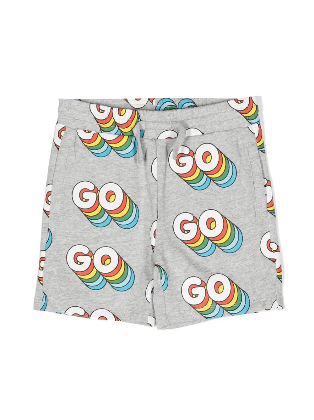 Stella McCartney Kids Go print track shorts - Grey von Stella McCartney Kids