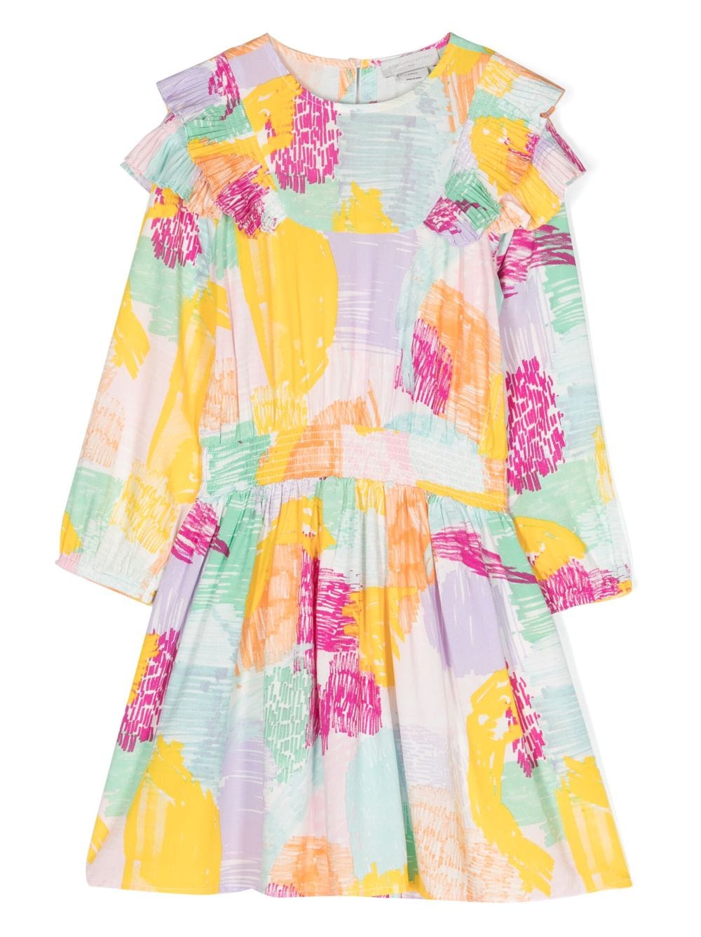 Stella McCartney Kids abstract-print ruffled flared dress - Yellow von Stella McCartney Kids