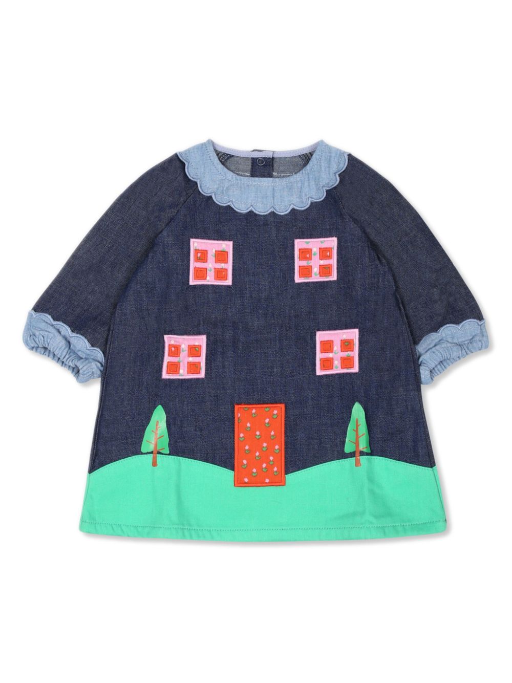 Stella McCartney Kids appliqué-detailing organic-cotton dress - Blue von Stella McCartney Kids