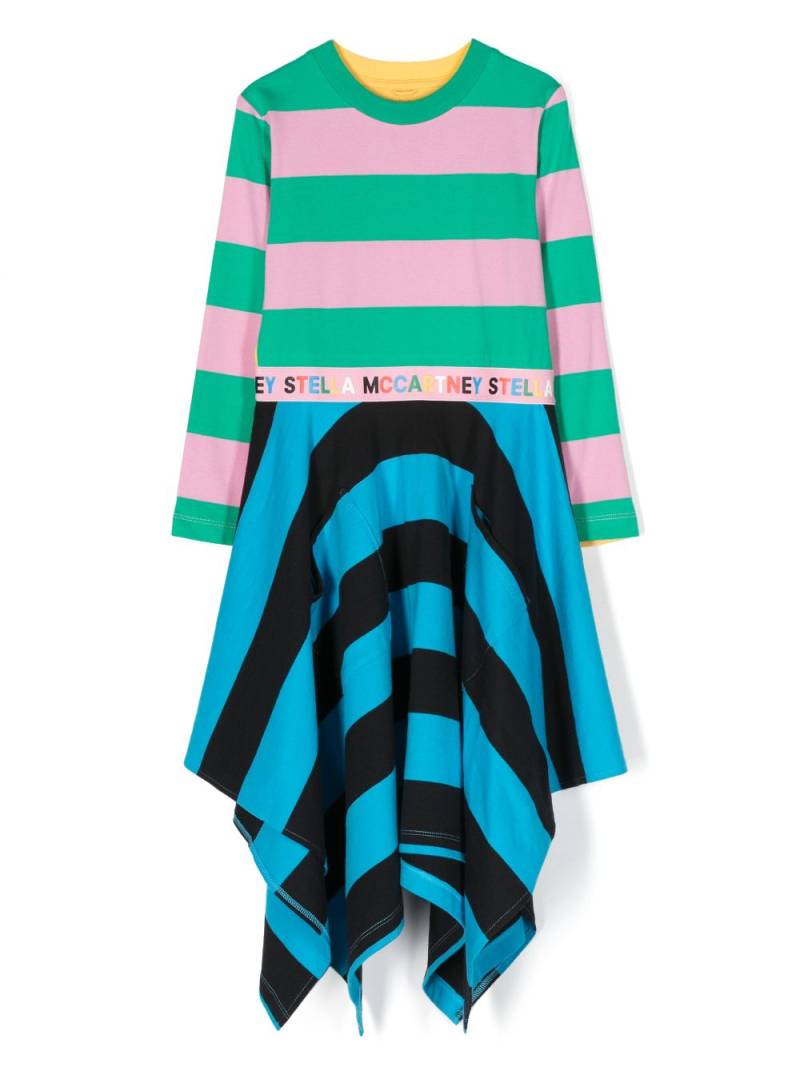 Stella McCartney Kids asymmetric striped cotton dress - Blue von Stella McCartney Kids