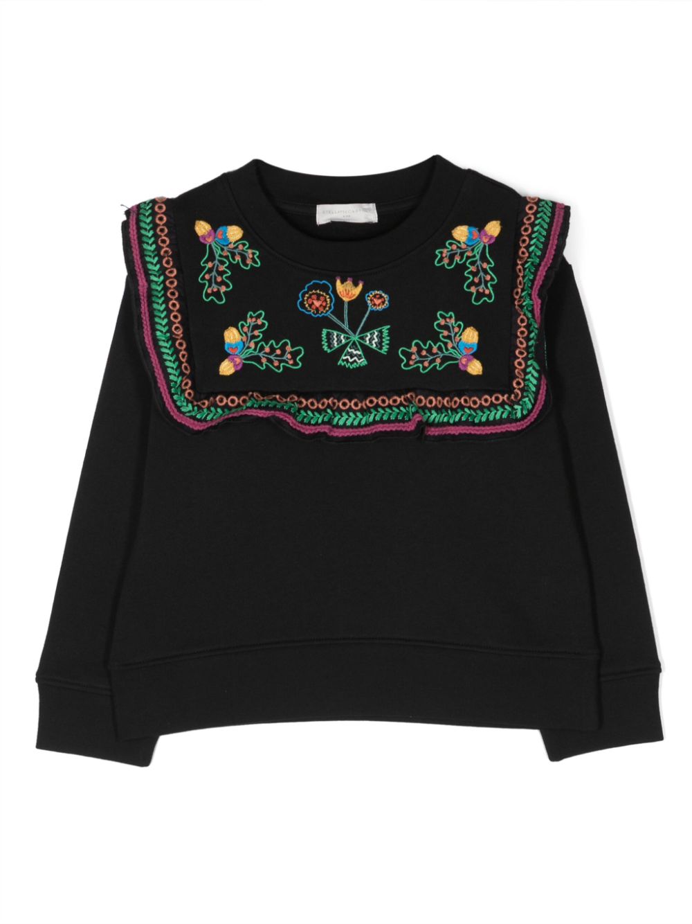 Stella McCartney Kids embroidered ruffle-trim sweatshirt - Black von Stella McCartney Kids