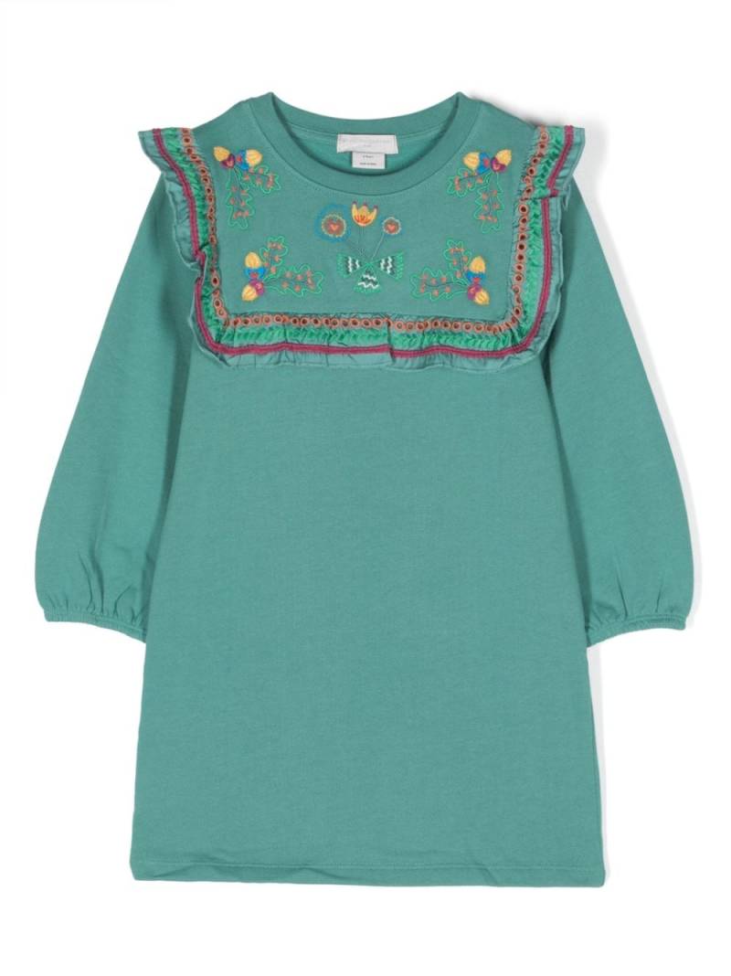 Stella McCartney Kids embroidered ruffled cotton minidress - Green von Stella McCartney Kids