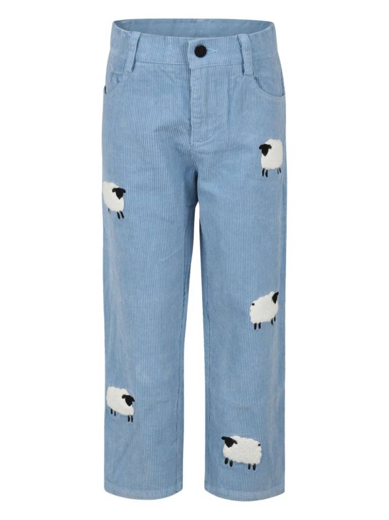 Stella McCartney Kids embroidered-sheep corduroy trousers - Blue von Stella McCartney Kids