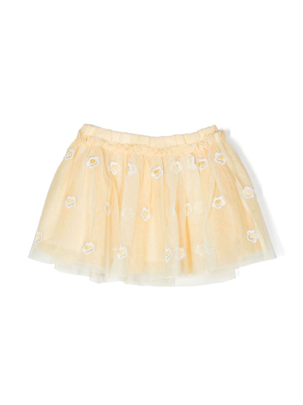 Stella McCartney Kids floral-embroidered tulle-overlay skirt - Yellow von Stella McCartney Kids