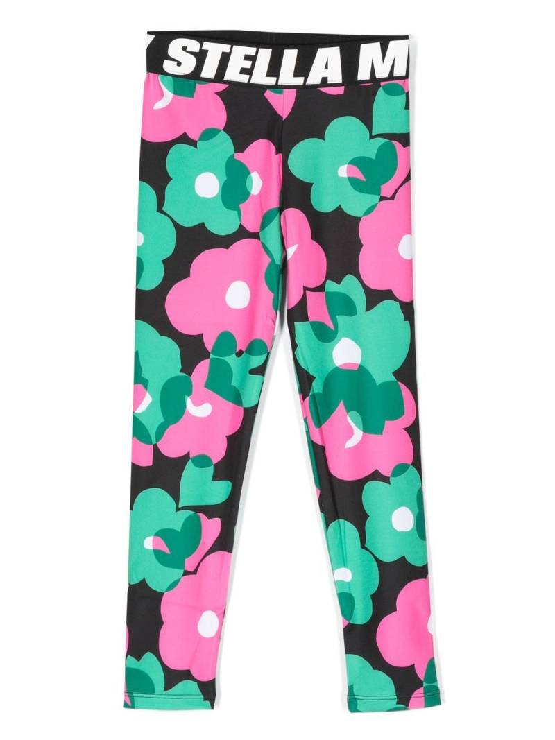 Stella McCartney Kids floral-print logo-waistband leggings - Green von Stella McCartney Kids