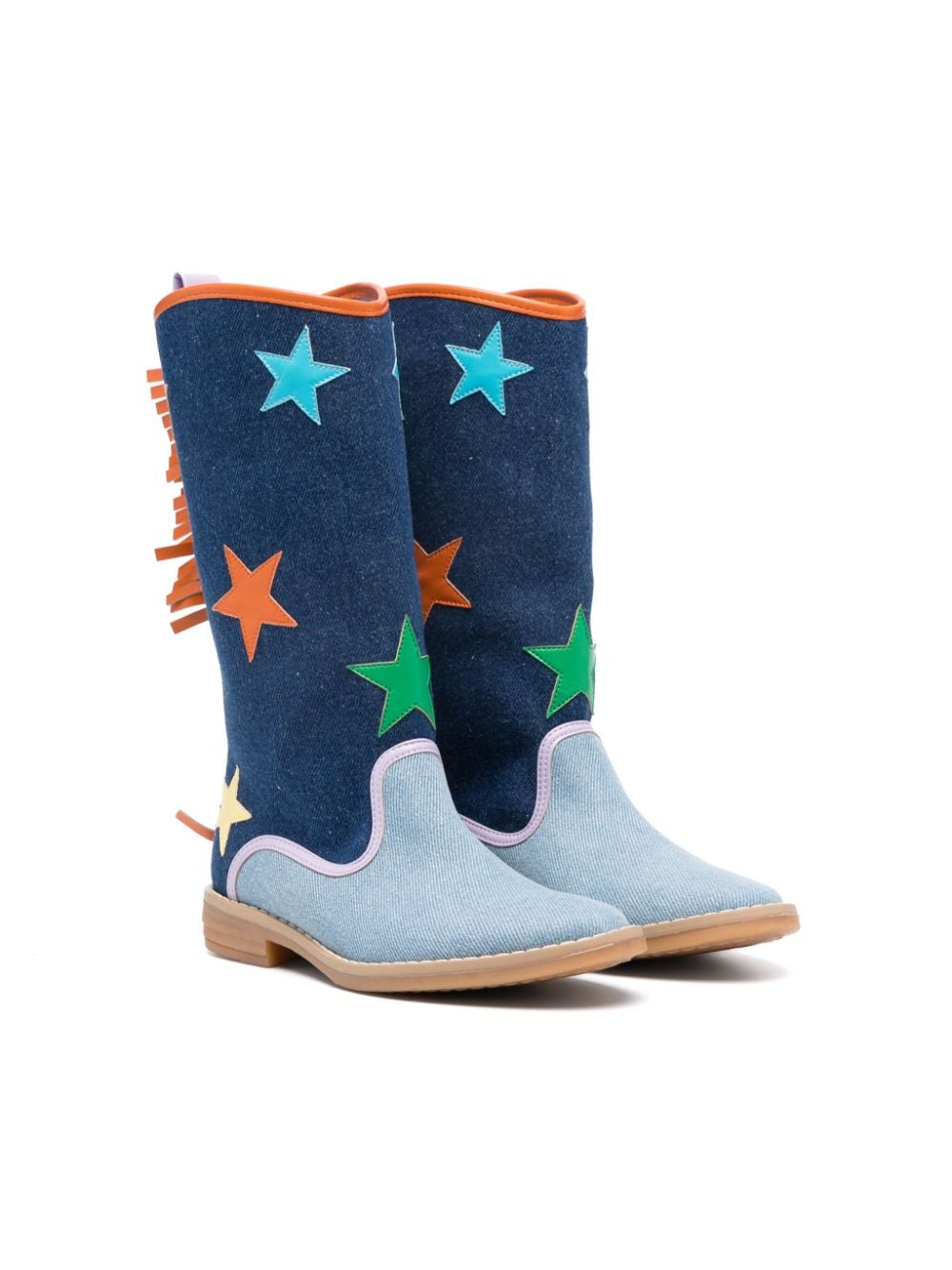 Stella McCartney Kids fringed denim boots - Blue von Stella McCartney Kids