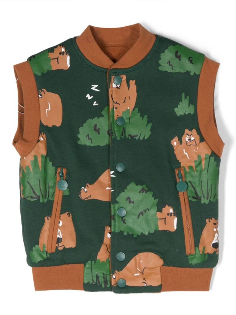 Stella McCartney Kids graphic-print reversible gilet - Brown von Stella McCartney Kids