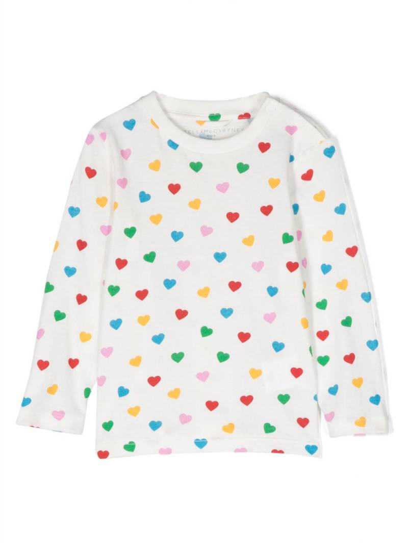 Stella McCartney Kids heart-print round-neck T-shirt - White von Stella McCartney Kids