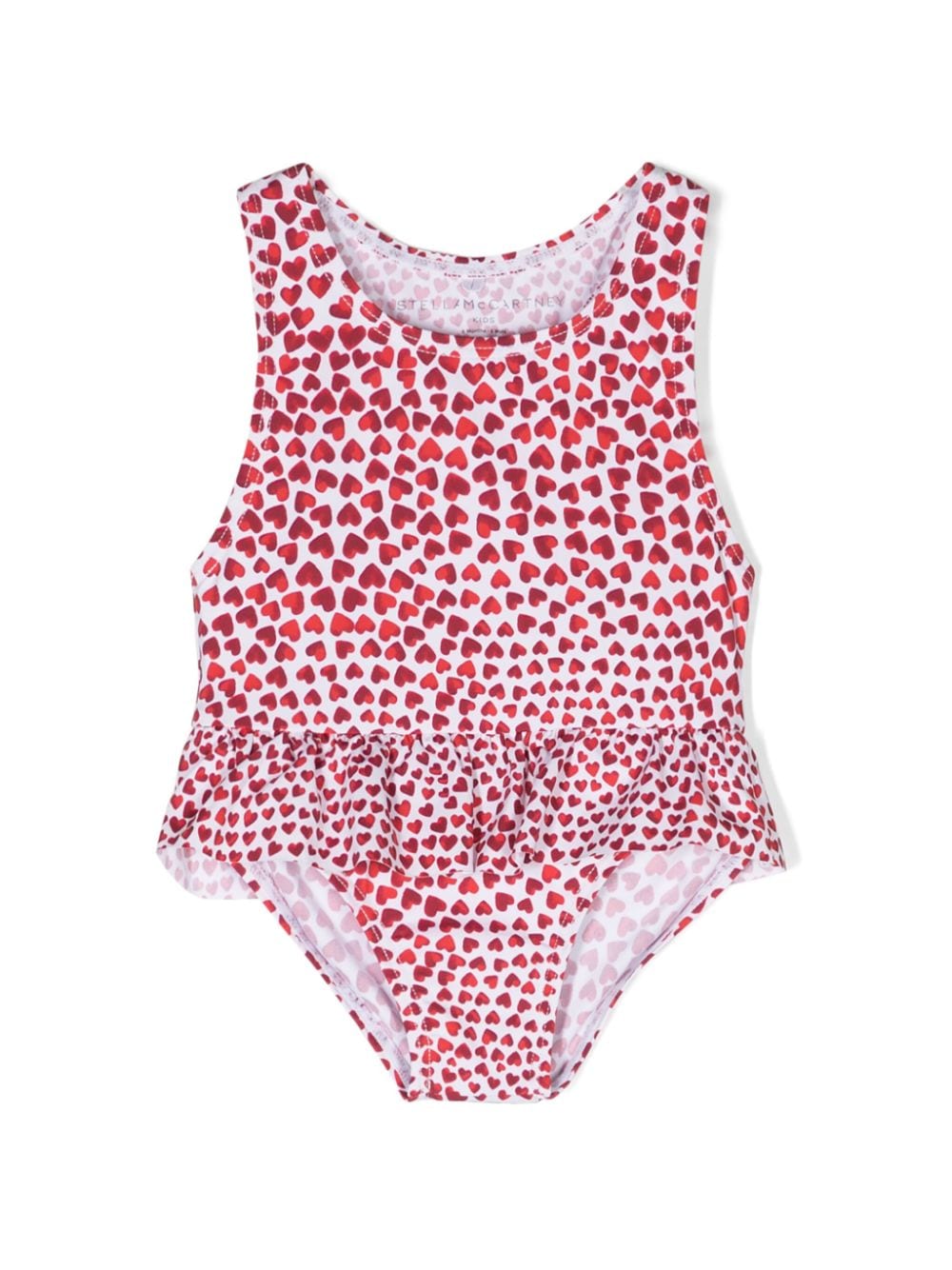 Stella McCartney Kids heart-print ruffled swimsuit - White von Stella McCartney Kids