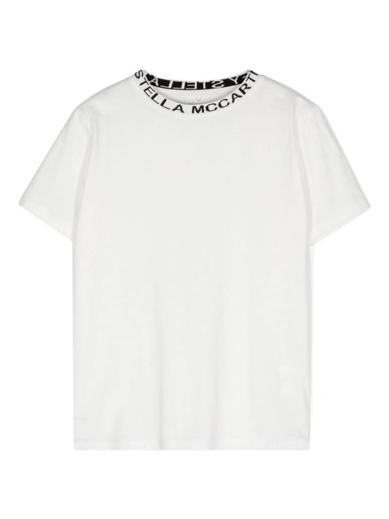 Stella McCartney Kids logo-embroidered collar cotton T-shirt - White von Stella McCartney Kids