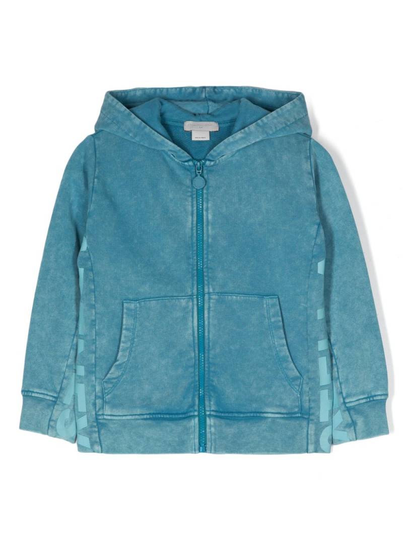 Stella McCartney Kids logo-tape cotton zipped hoodie - Blue von Stella McCartney Kids