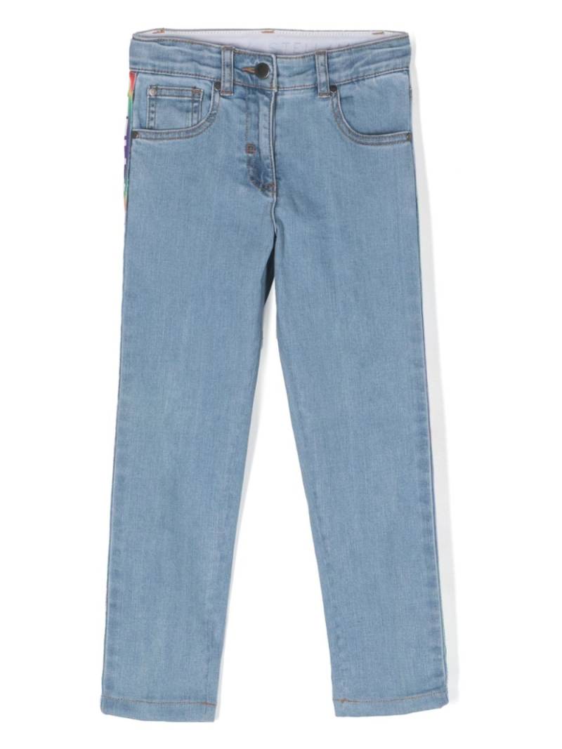 Stella McCartney Kids logo-trim straight-leg jeans - Blue von Stella McCartney Kids