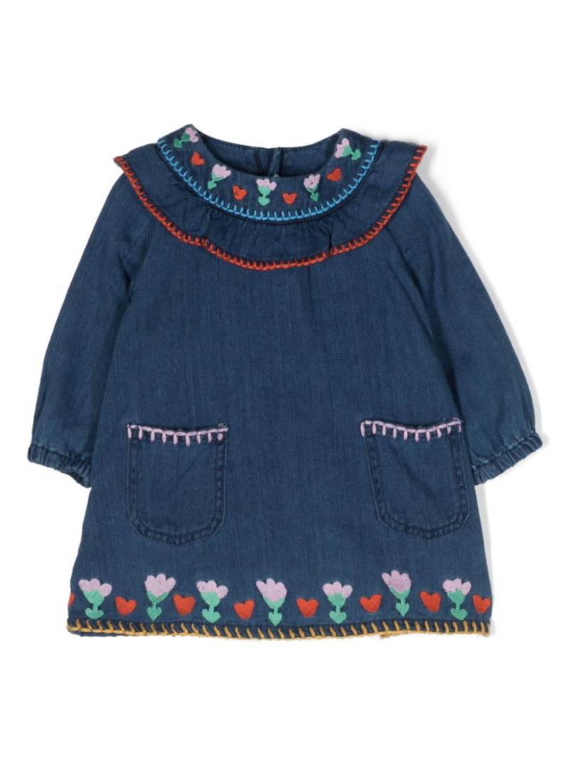 Stella McCartney Kids motif-embroidered denim dress - Blue von Stella McCartney Kids