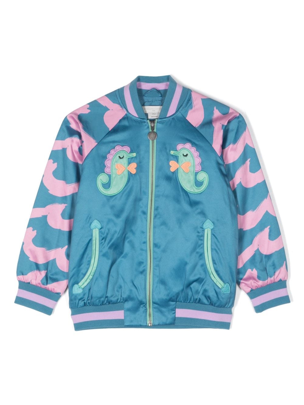 Stella McCartney Kids seahorse-appliqué bomber jacket - Blue von Stella McCartney Kids