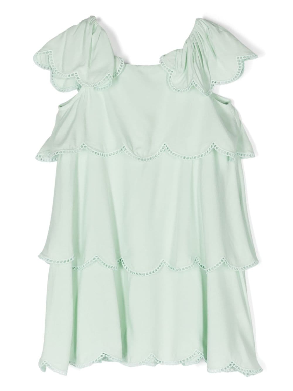 Stella McCartney Kids picot-trim flared dress - Green von Stella McCartney Kids