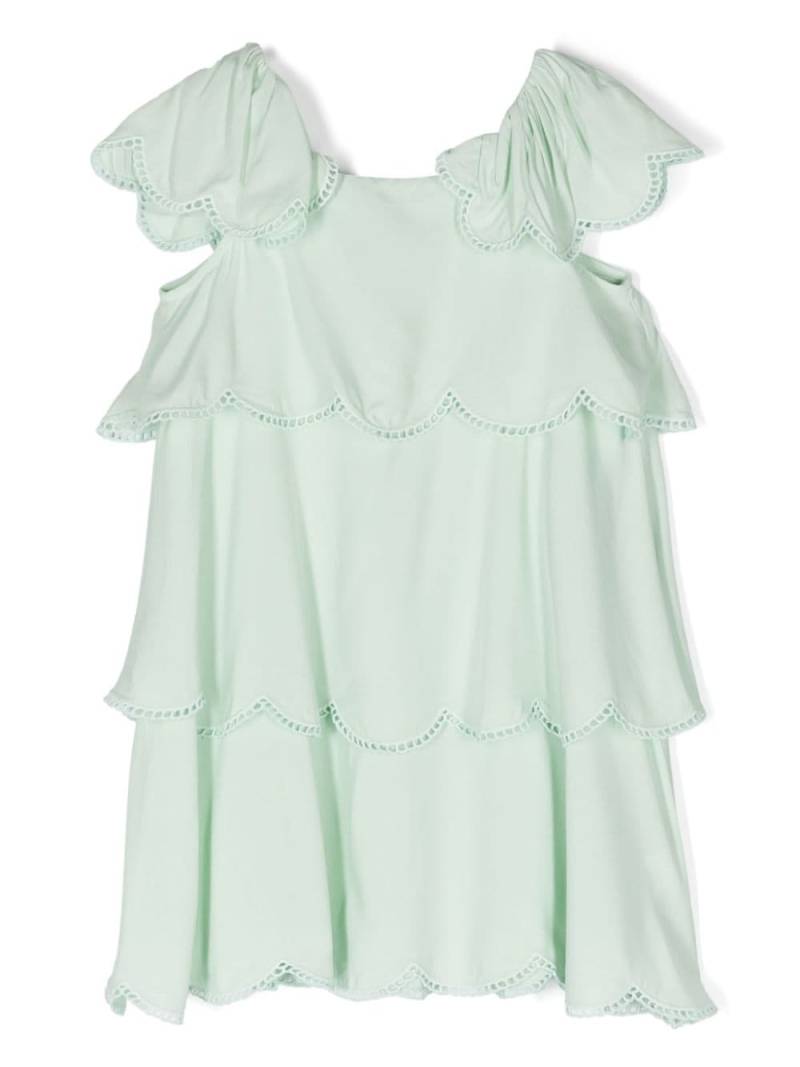 Stella McCartney Kids picot-trim flared dress - Green von Stella McCartney Kids