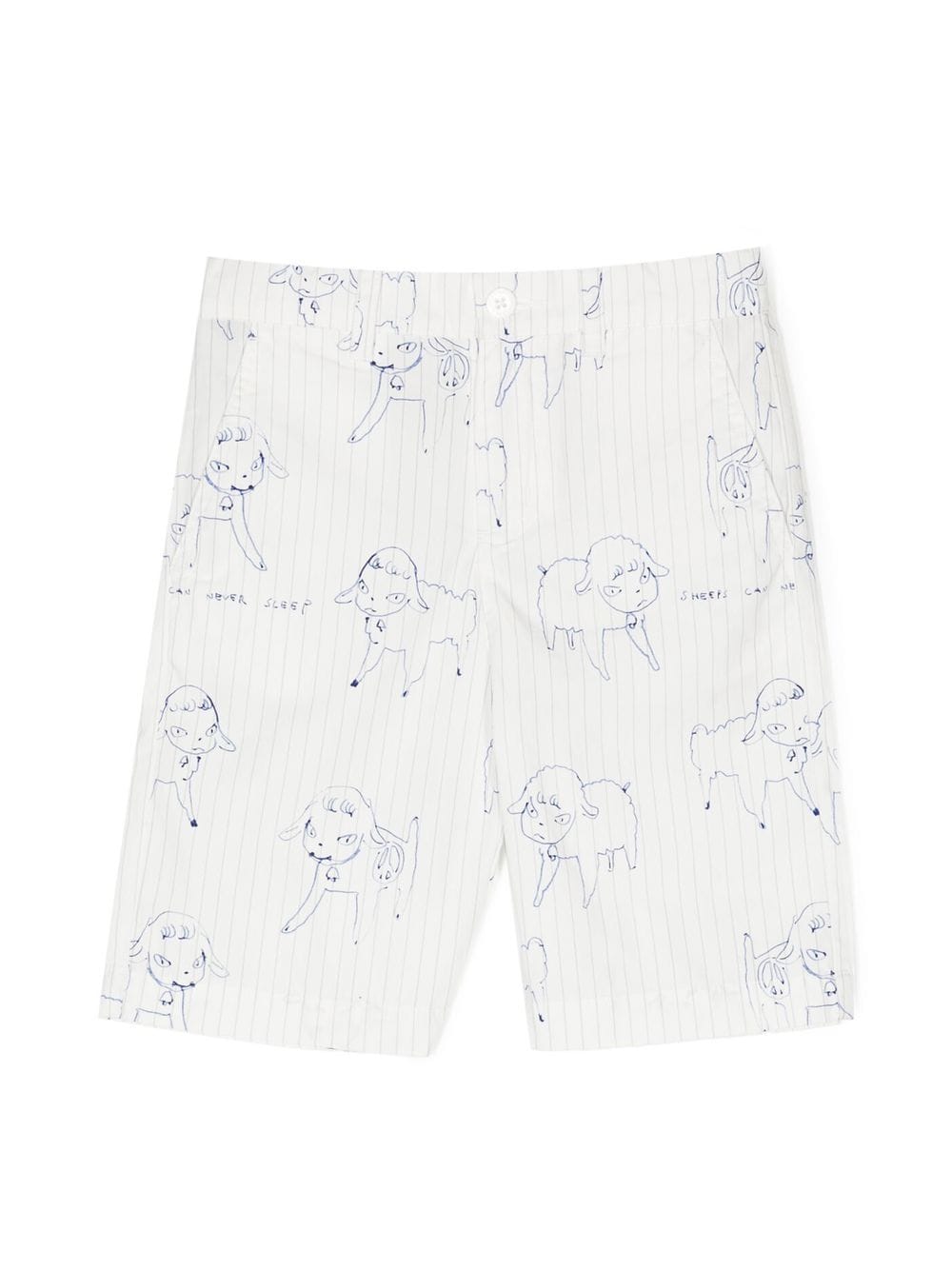 Stella McCartney Kids pinstripe doodle-print shorts - White von Stella McCartney Kids
