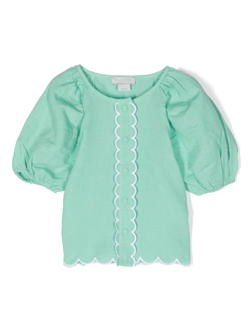 Stella McCartney Kids scallop-edge linen blend shirt - Green von Stella McCartney Kids