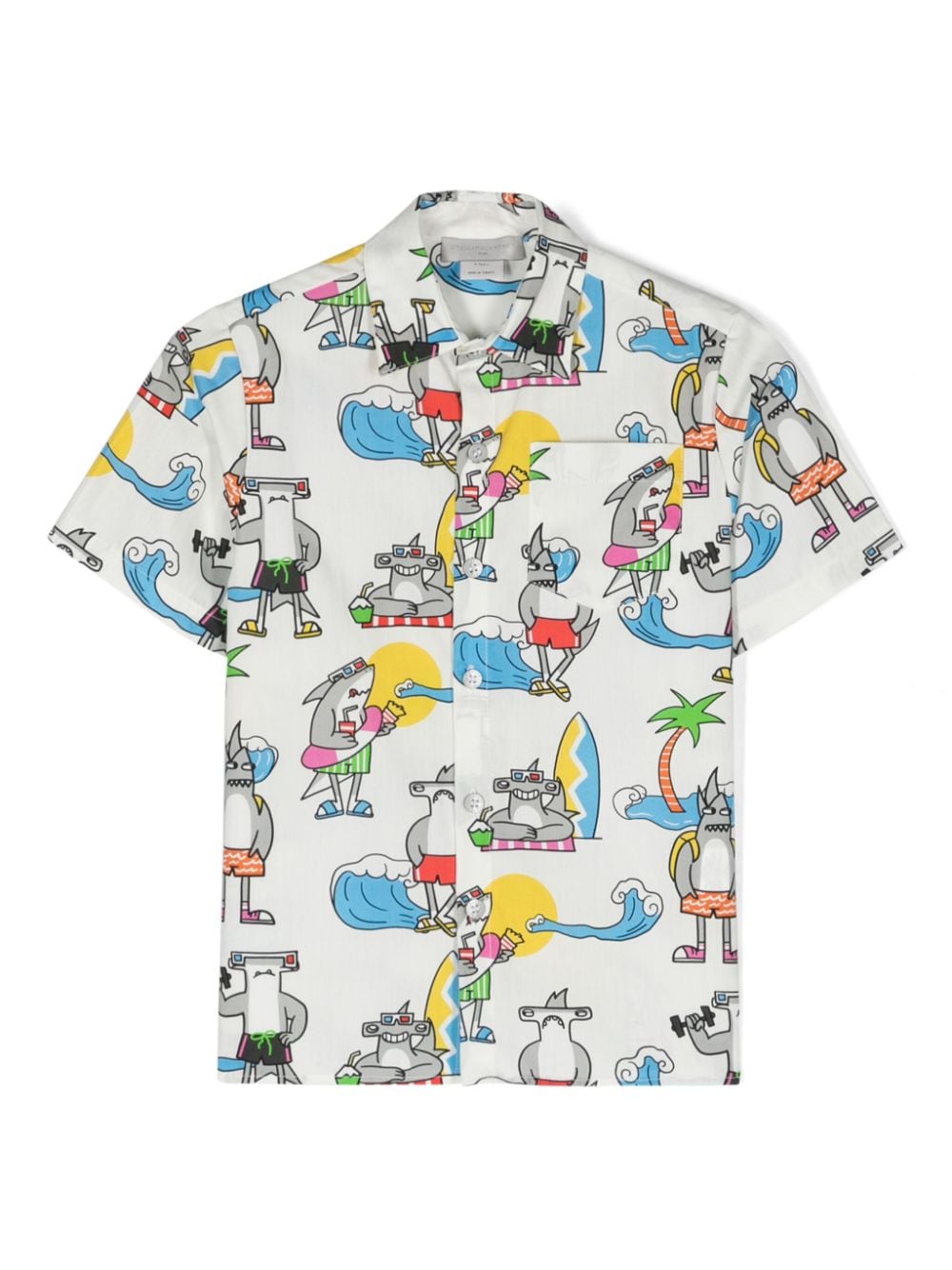 Stella McCartney Kids shark-print cotton shirt - White von Stella McCartney Kids