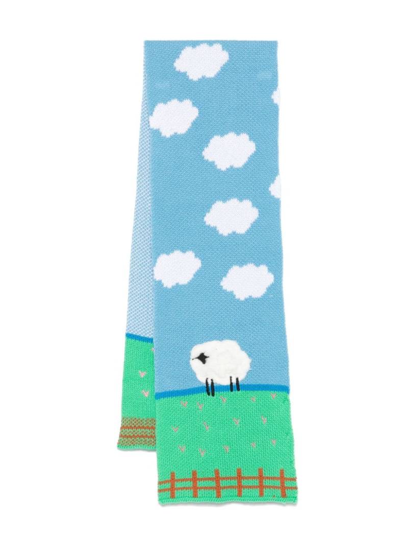 Stella McCartney Kids sheep-embroidered scarf - Blue von Stella McCartney Kids