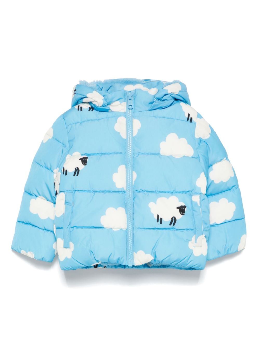 Stella McCartney Kids sheep-pattern puffer jacket - Blue von Stella McCartney Kids