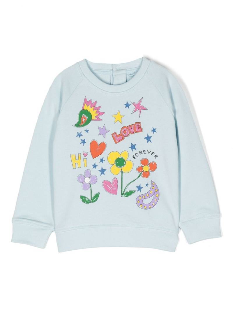 Stella McCartney Kids sketchbook-print crew-neck sweatshirt - Blue von Stella McCartney Kids