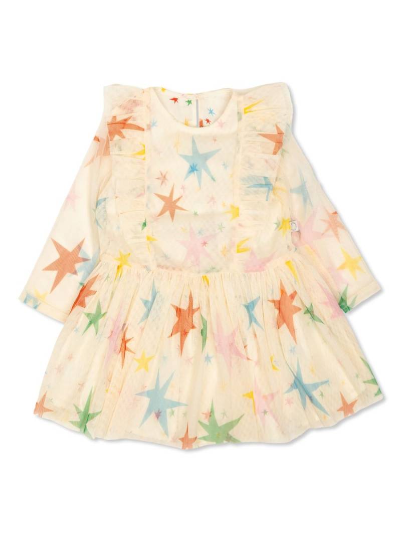 Stella McCartney Kids star-print ruffled tulle dress - Neutrals von Stella McCartney Kids