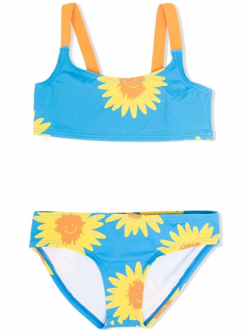 Stella McCartney Kids sunflower-print bandeau bikini - Blue von Stella McCartney Kids