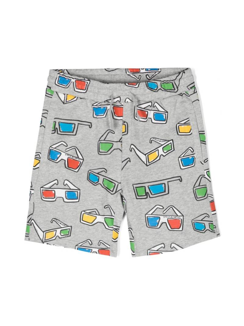 Stella McCartney Kids sunglasses-print organic cotton track shorts - Grey von Stella McCartney Kids