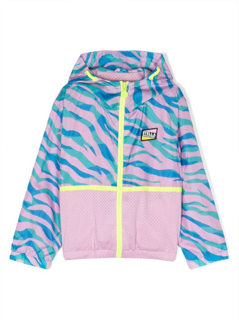 Stella McCartney Kids zebra-print hooded jacket - Pink von Stella McCartney Kids