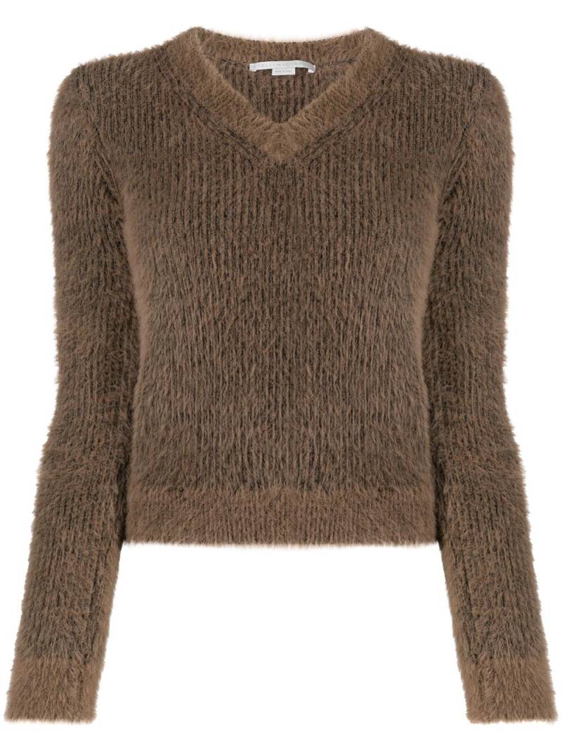 Stella McCartney Fluffy V-neck knitted jumper - Brown von Stella McCartney