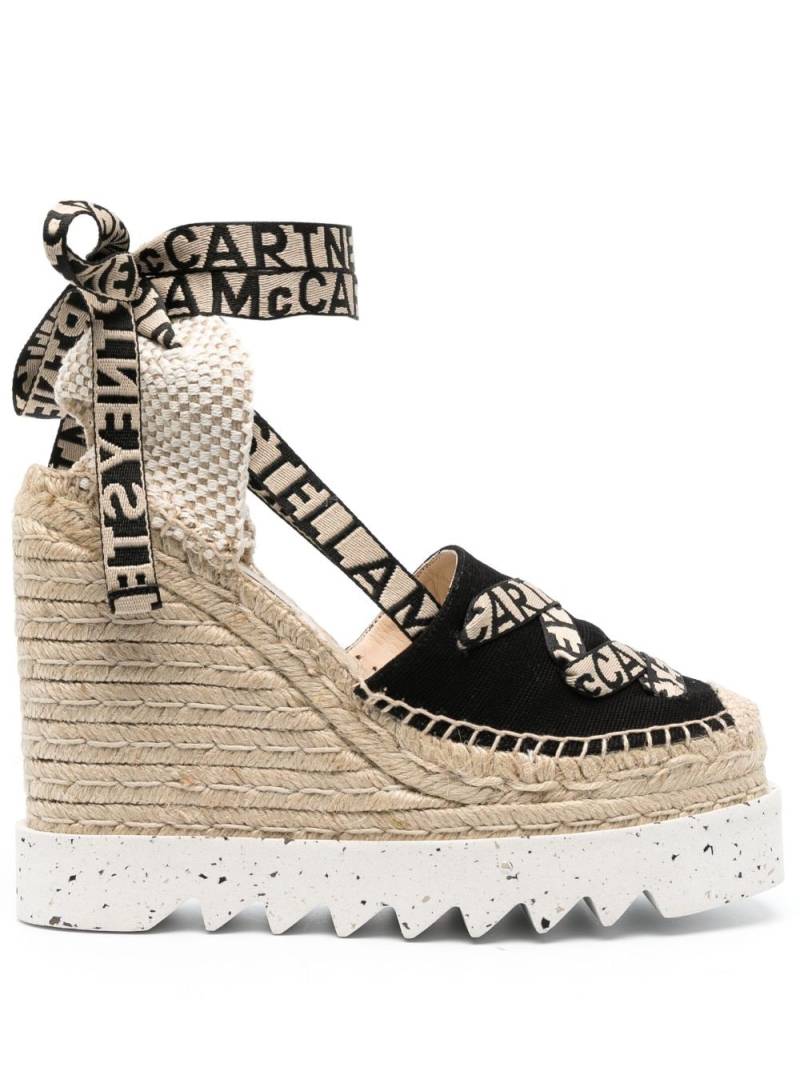 Stella McCartney Gaia Canvas 140mm wedge espadrilles - Black von Stella McCartney