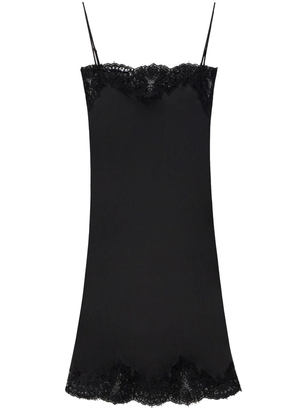 Stella McCartney Guipere lace-trim satin midi dress - Black von Stella McCartney