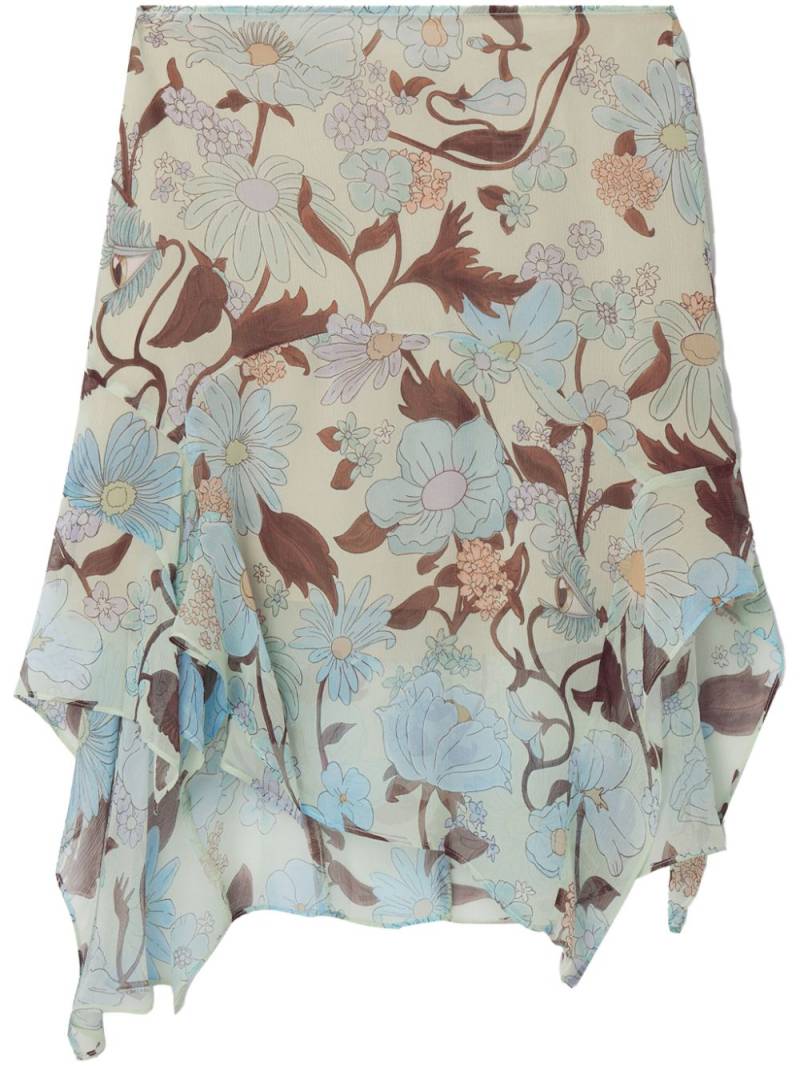 Stella McCartney Lady Garden-print silk chiffon skirt - Blue von Stella McCartney