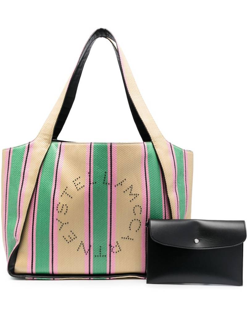 Stella McCartney Logo striped woven tote bag - Green von Stella McCartney