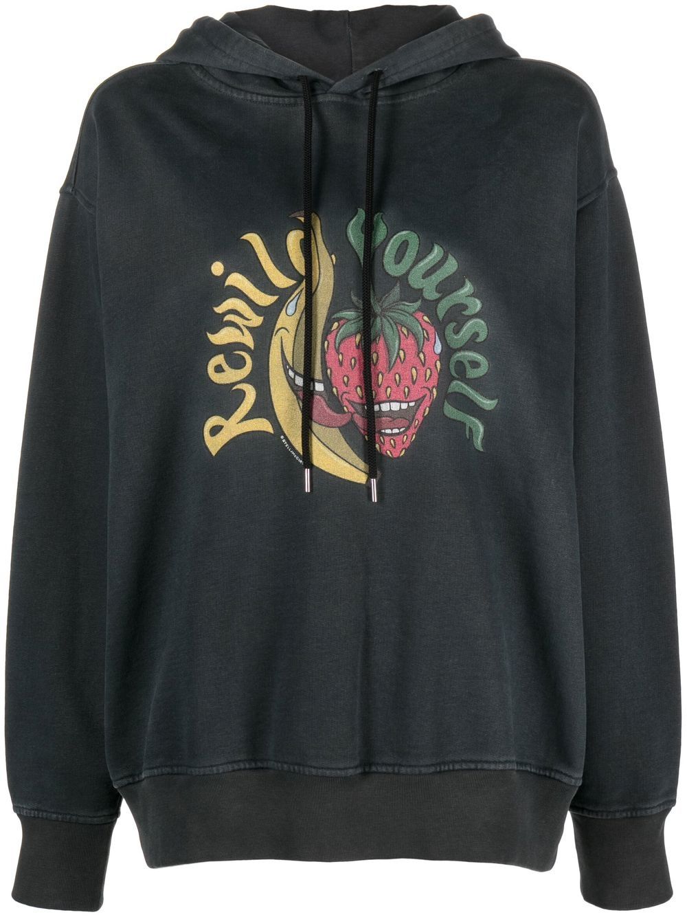 Stella McCartney Rewild fruit-print jersey hoodie - Black von Stella McCartney