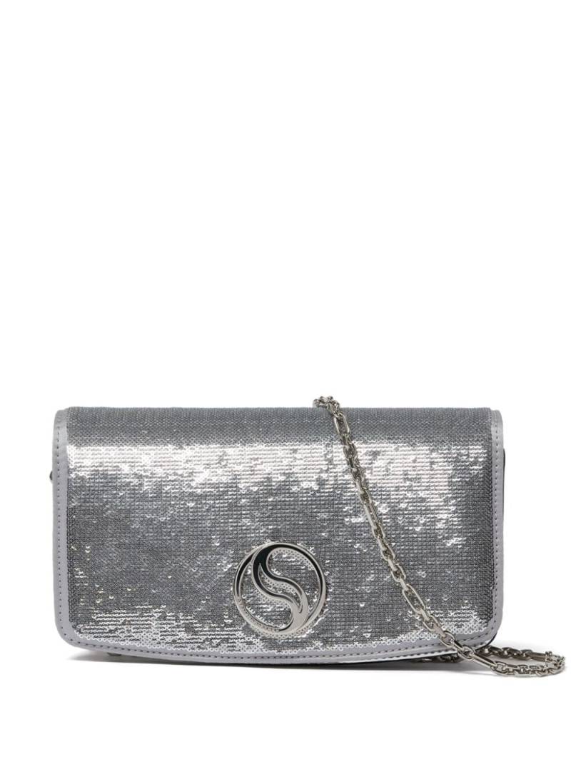 Stella McCartney S-Wave sequinned satin crossbody bag - Silver von Stella McCartney