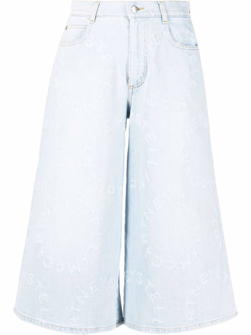 Stella McCartney Stella Logo distressed denim culottes - Blue von Stella McCartney