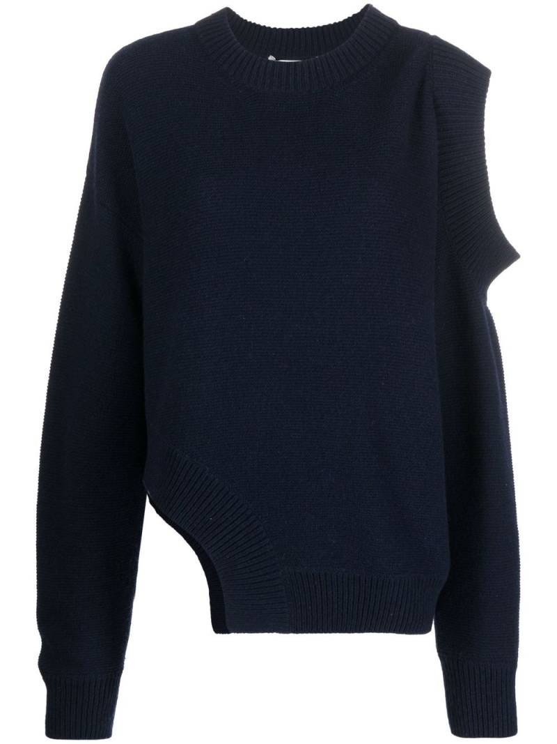 Stella McCartney asymmetric cold-shoulder cashmere jumper - Blue von Stella McCartney