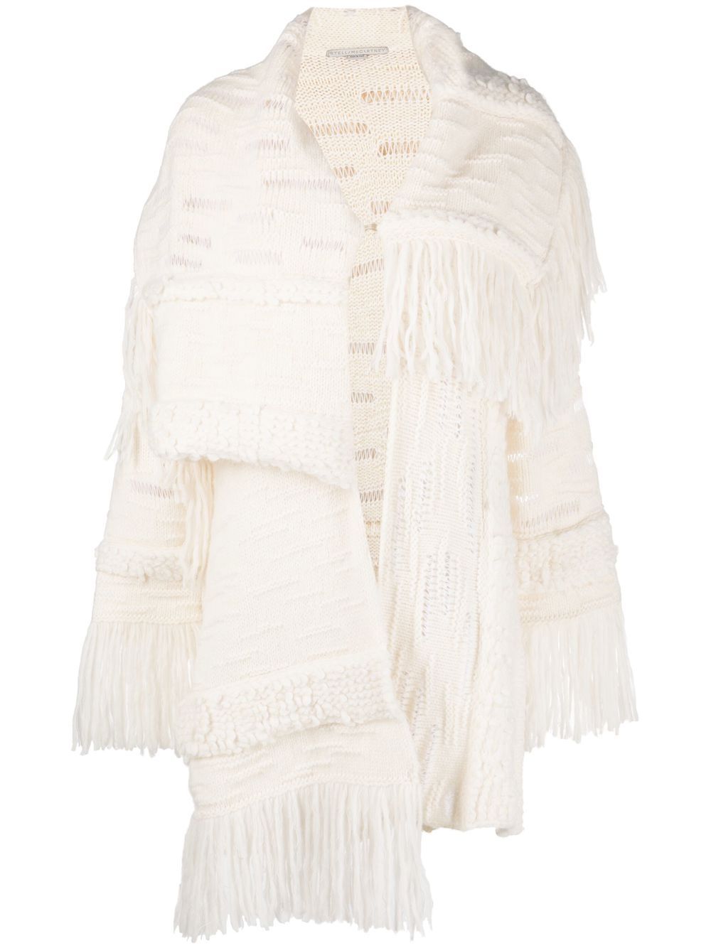 Stella McCartney asymmetric fringed cardi-coat - White von Stella McCartney