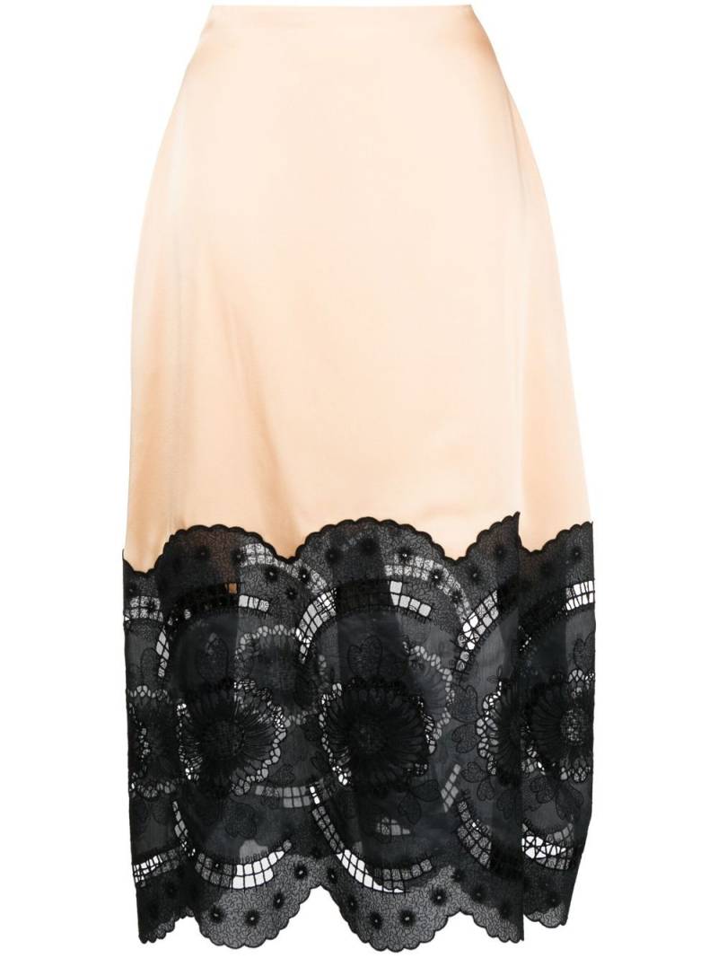 Stella McCartney broderie-anglais cotton-linen midi skirt - Neutrals von Stella McCartney