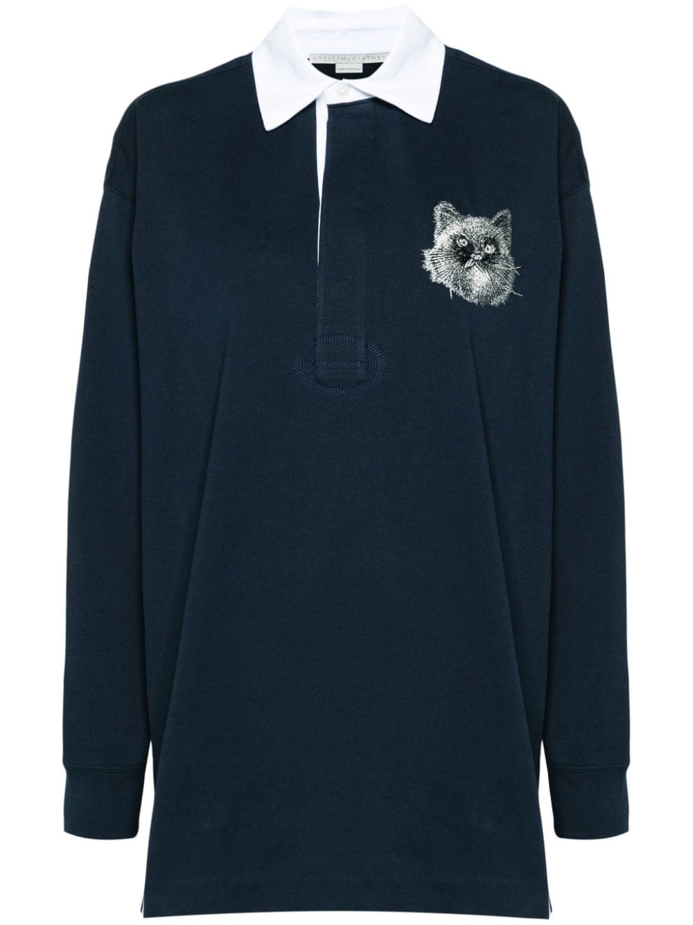 Stella McCartney cat-embroidered polo shirt - Blue von Stella McCartney