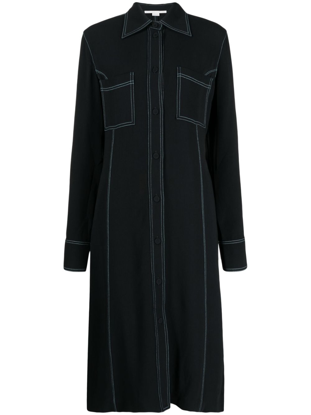 Stella McCartney contrast-stitching midi shirtdress - Black von Stella McCartney