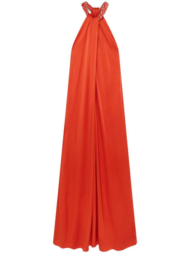 Stella McCartney crystal-embellished halterneck gown - Orange von Stella McCartney