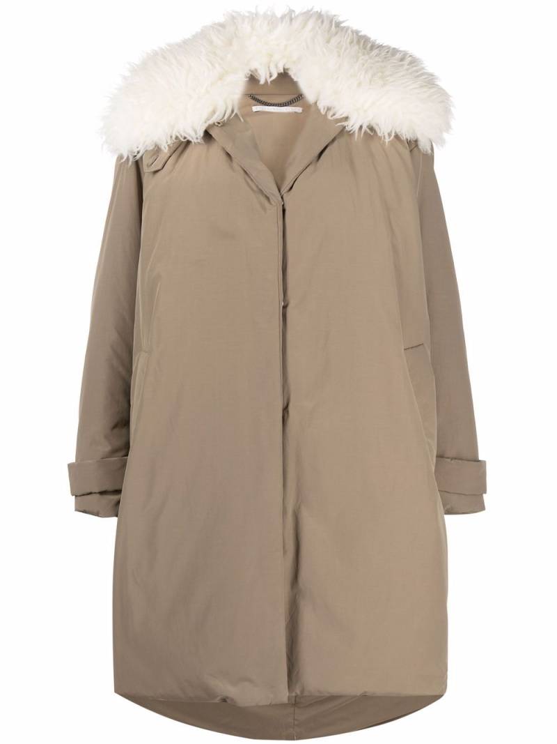 Stella McCartney faux-fur collar technical coat - Neutrals von Stella McCartney