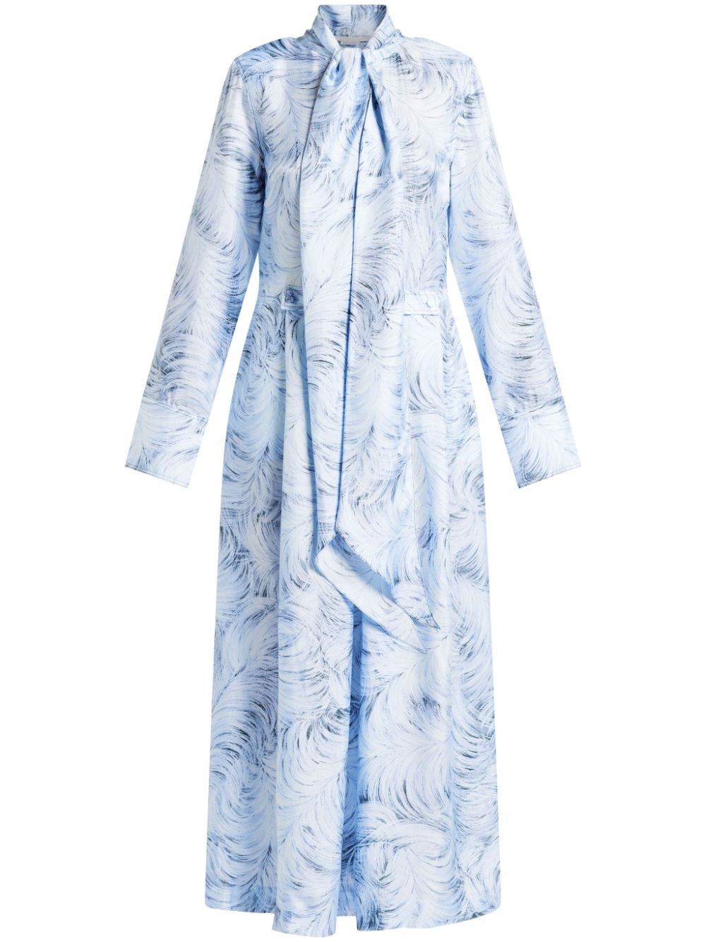 Stella McCartney feather-print midi dress - Blue von Stella McCartney