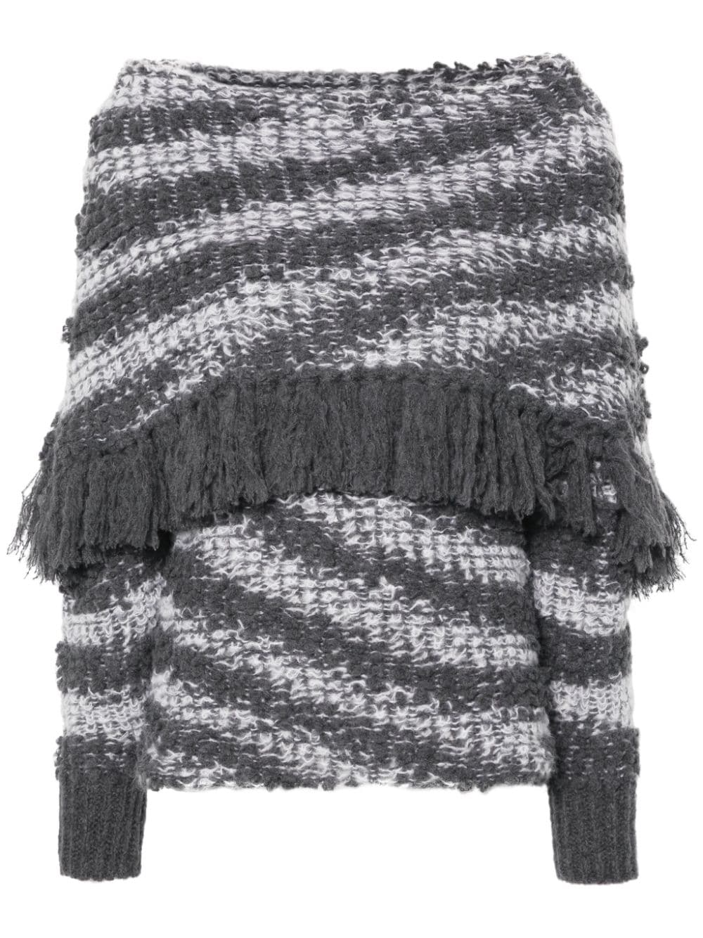 Stella McCartney fringed tiger-pattern jumper - Grey von Stella McCartney