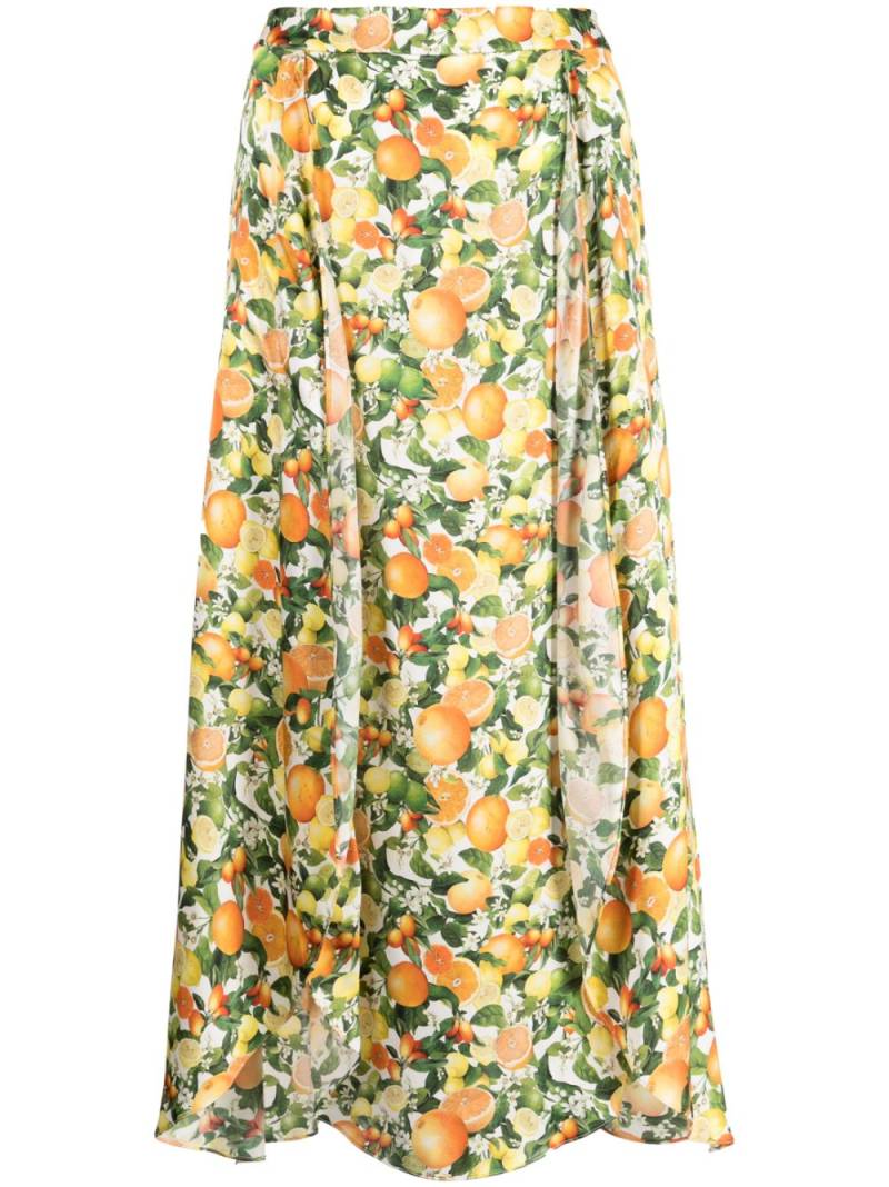 Stella McCartney fruit-print midi silk skirt - Green von Stella McCartney